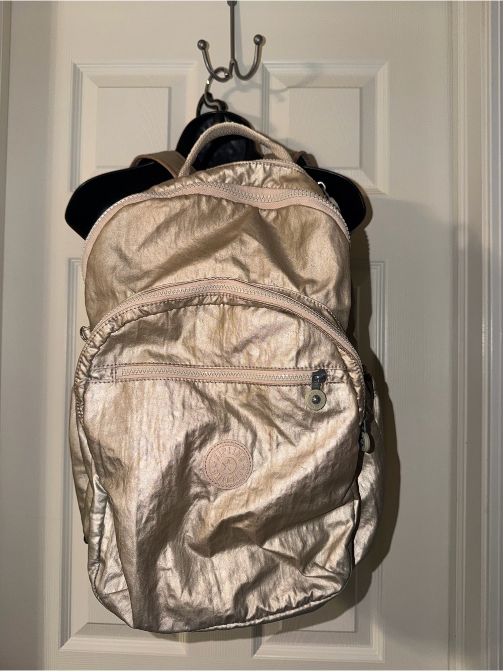 Kipling women's Seoul Up 15" Laptop Large Backpack Metallic Gold